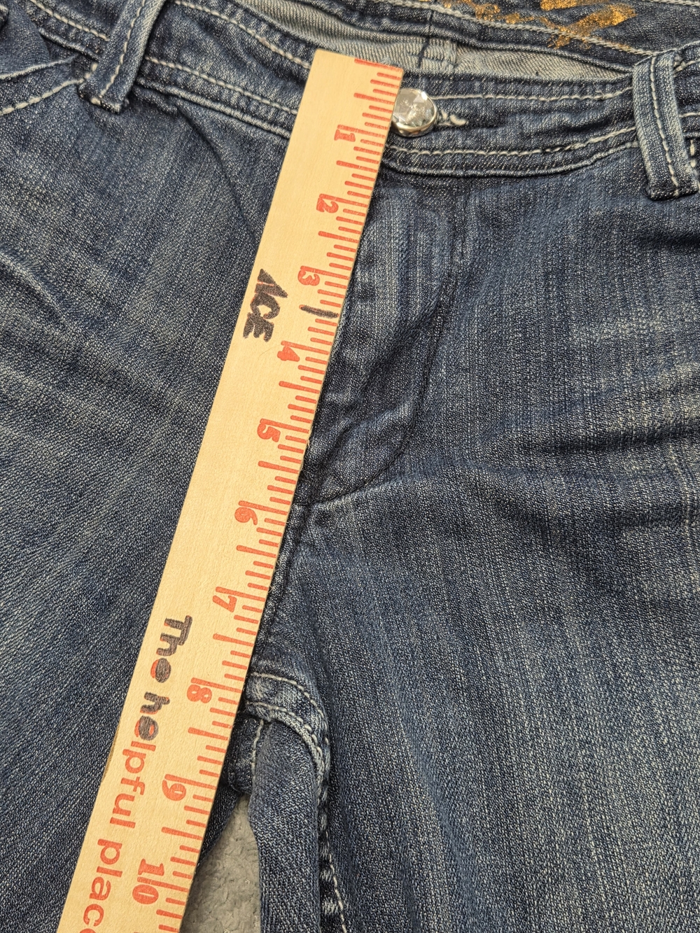 Seven7 Women's Blue Jeans Rhinestone Size 12 Boot Cut Medium Wash - Picture 6 of 14